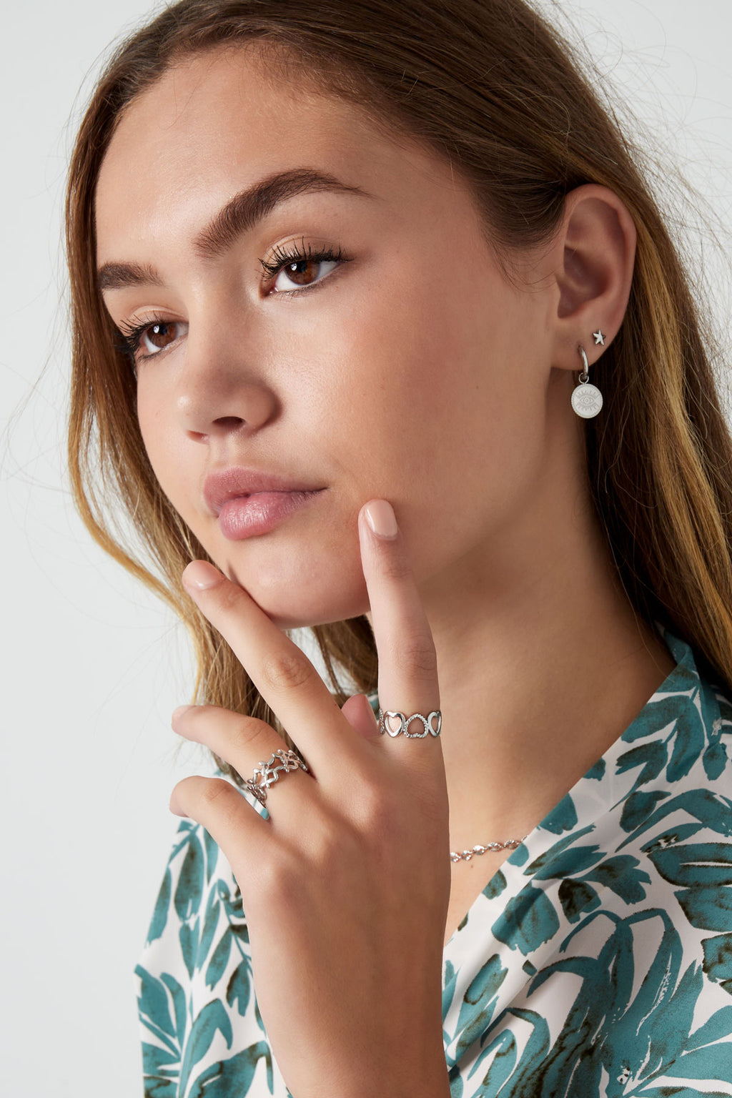 Ring different hearts - Silver Color color