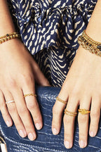 Bracelet Big Beads Gold Color Stainless Steel-6MM