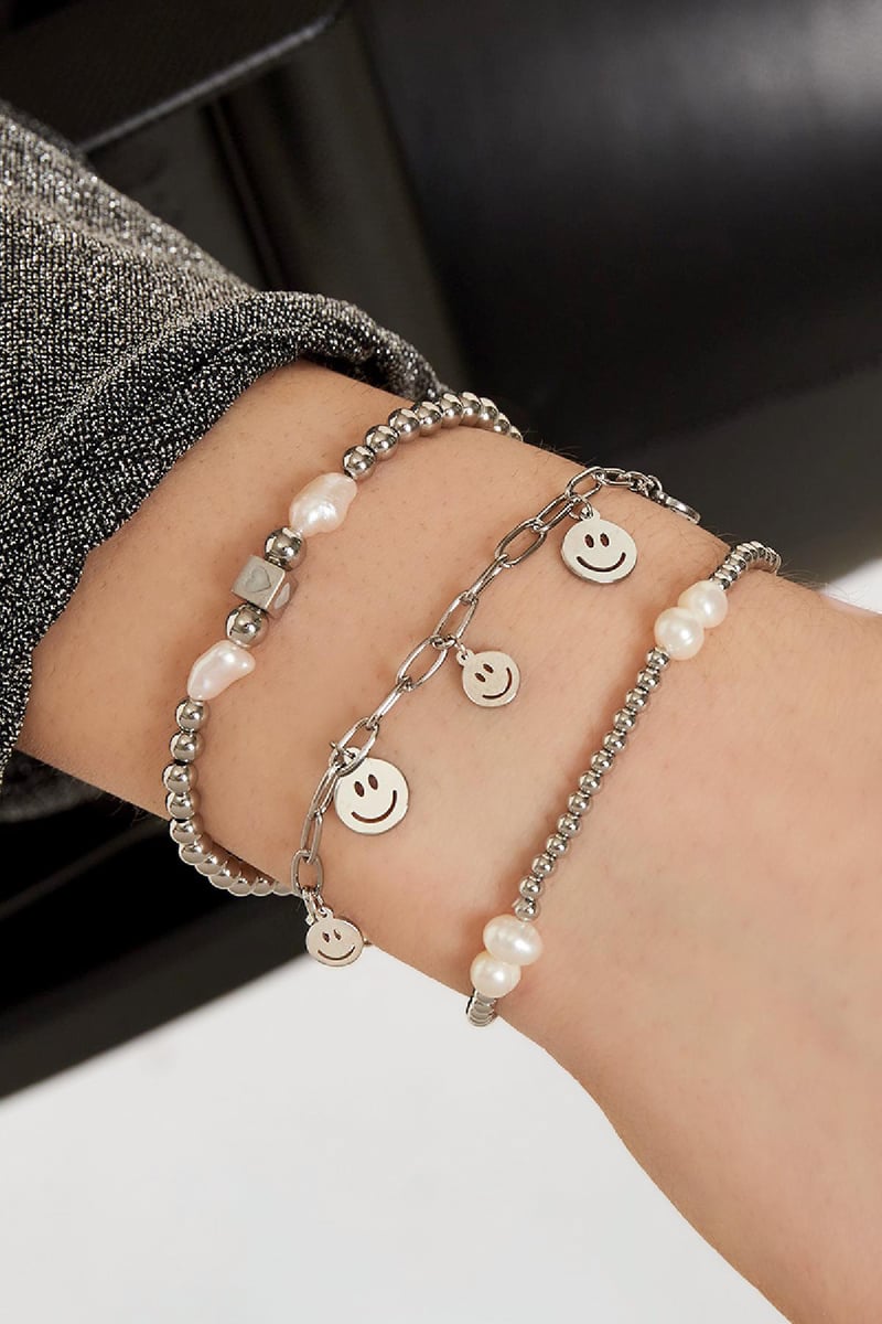 Bracelet multiple smileys Gold Color Stainless Steel