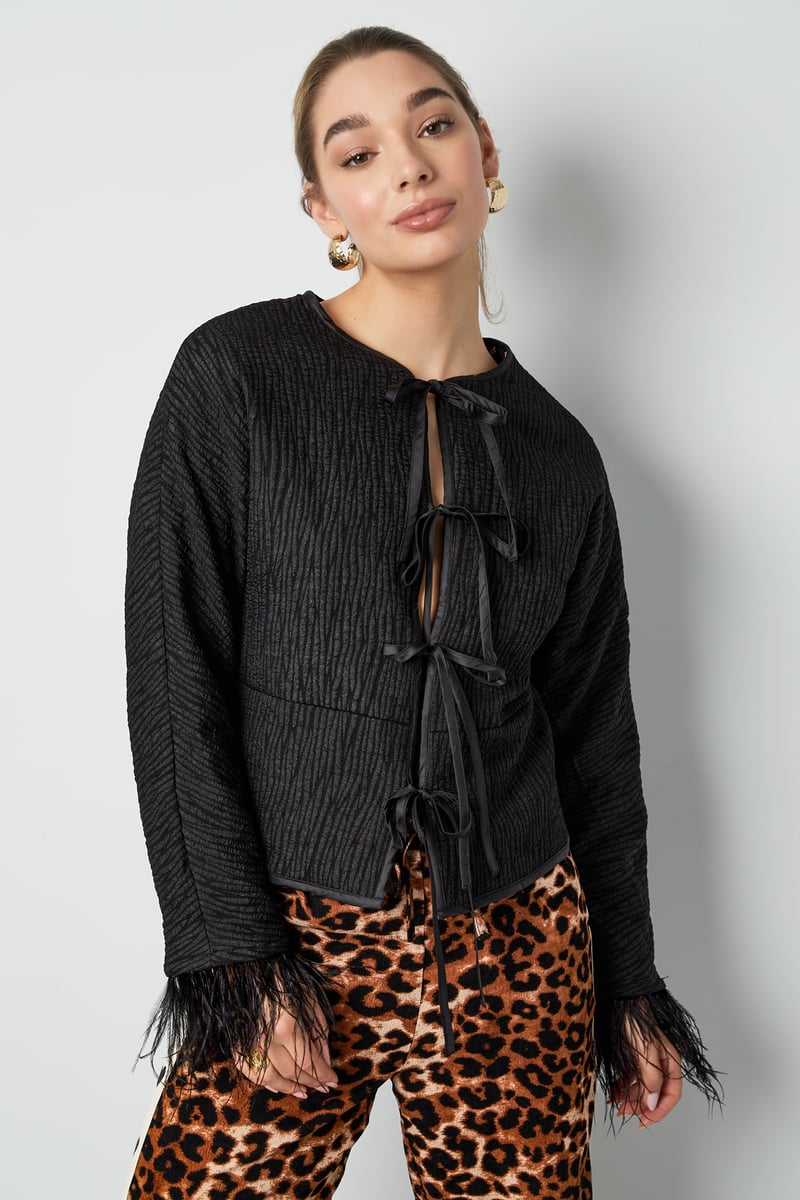 Feather jacket black panther print