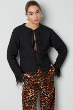 Feather jacket black panther print