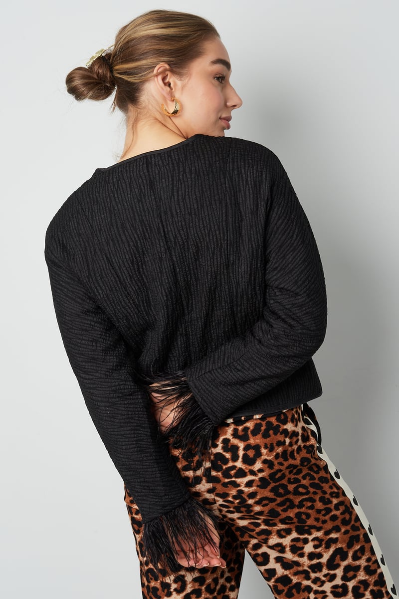 Feather jacket black panther print