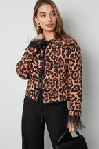 Feather jacket with leopard print - multi 
