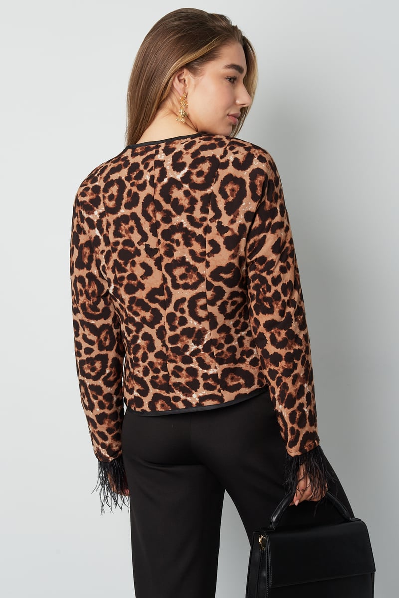 Feather jacket with leopard print - multi 