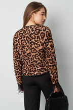 Feather jacket with leopard print - multi 