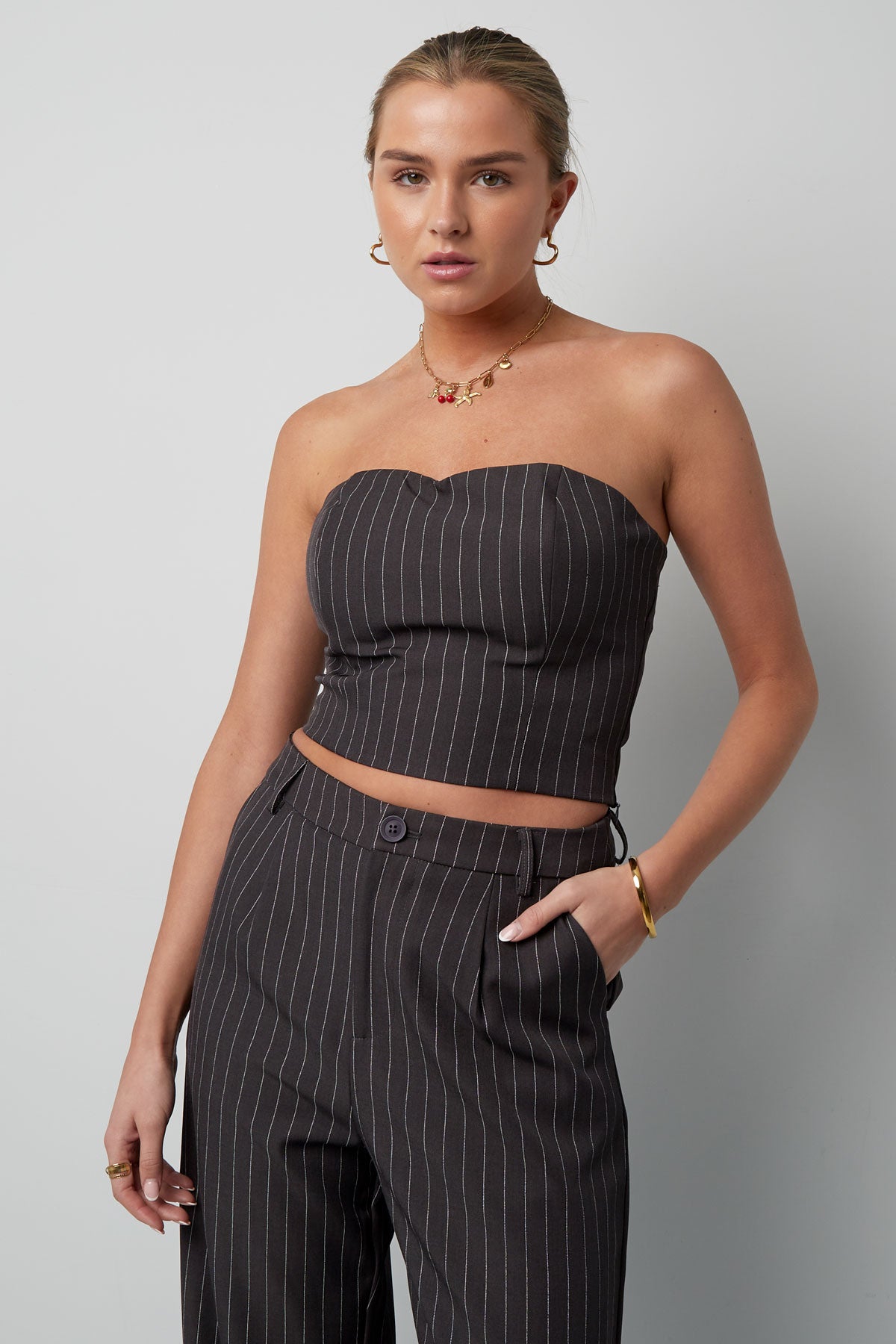 Pinstripe Bandeau Top