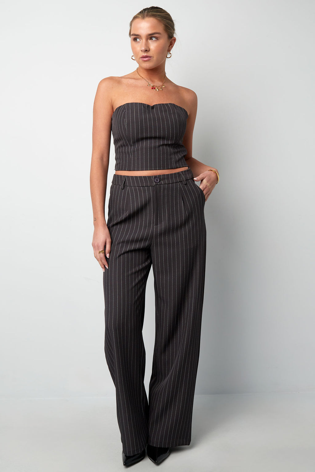Pinstripe Bandeau Top