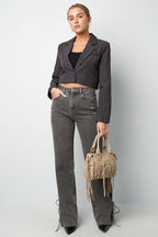 Pinstripe Cropped Blazer