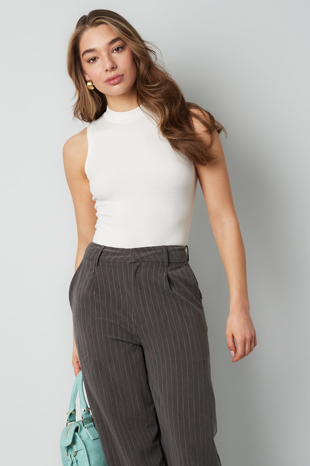 Viscose Women's Sleeveless Bodysuit High Neck Minimalist Design