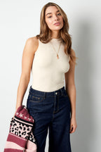 Viscose Women's Sleeveless Bodysuit High Neck Minimalist Design