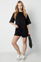 Jogging fabric shorts with studs