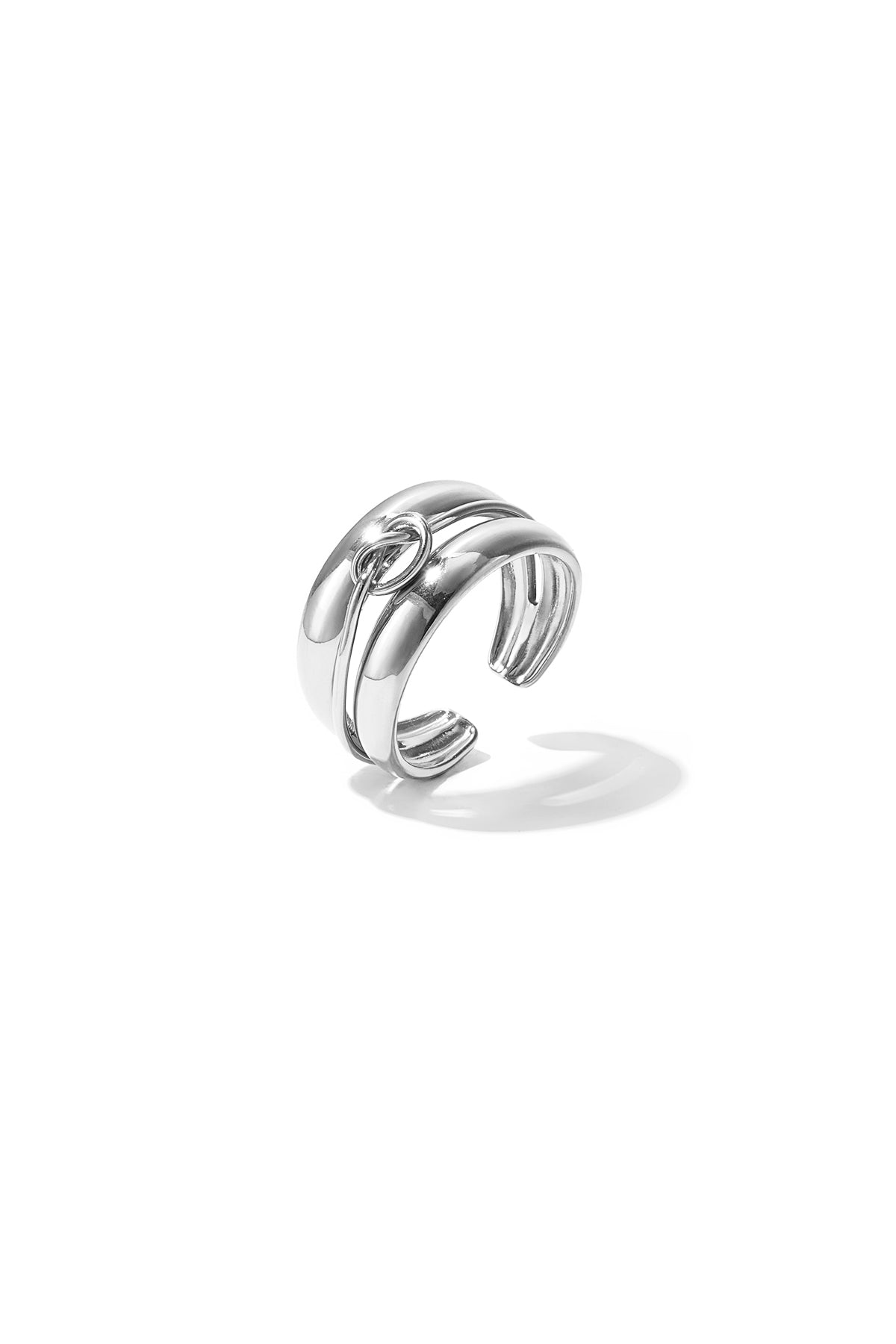 Layered ring with minimalist twisted detail