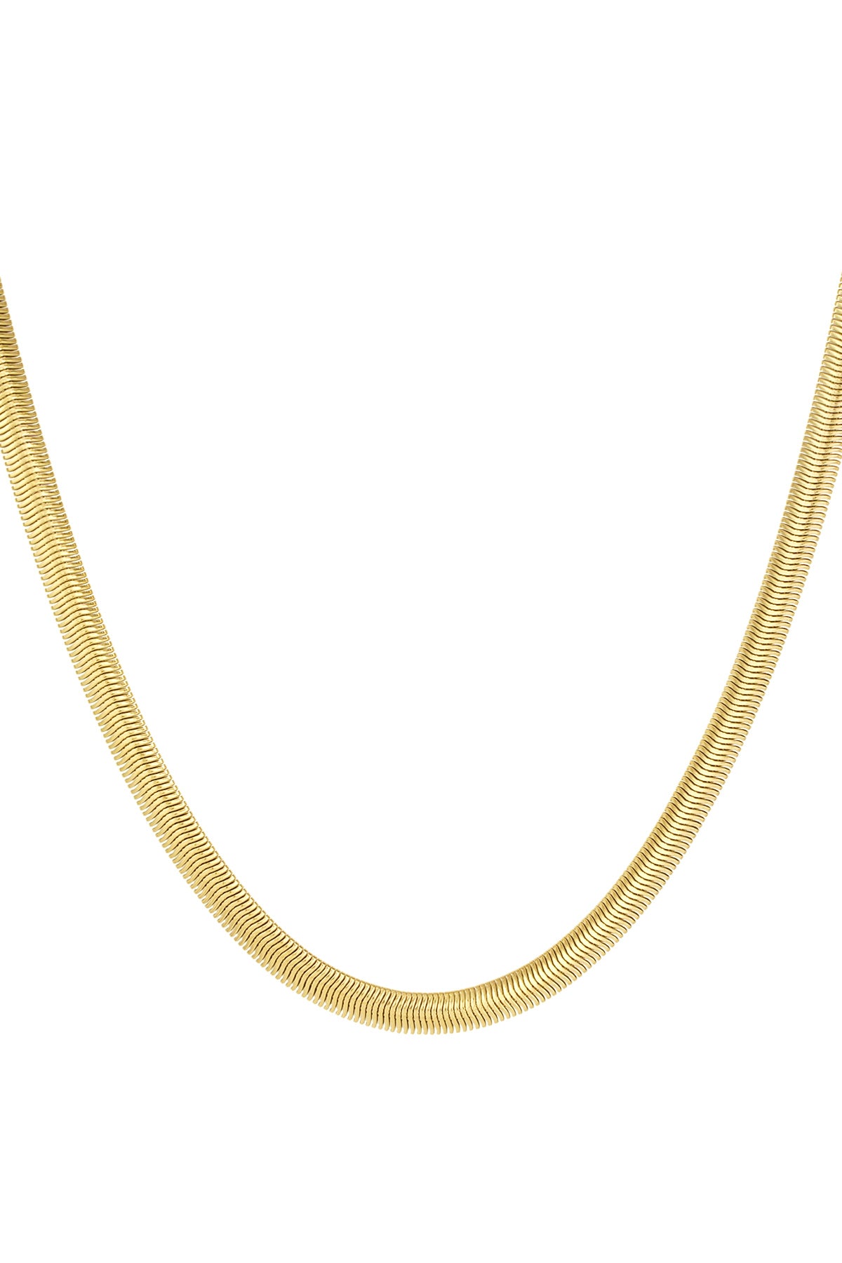 unisex chain flat with structure - Gold color-6.0mm
