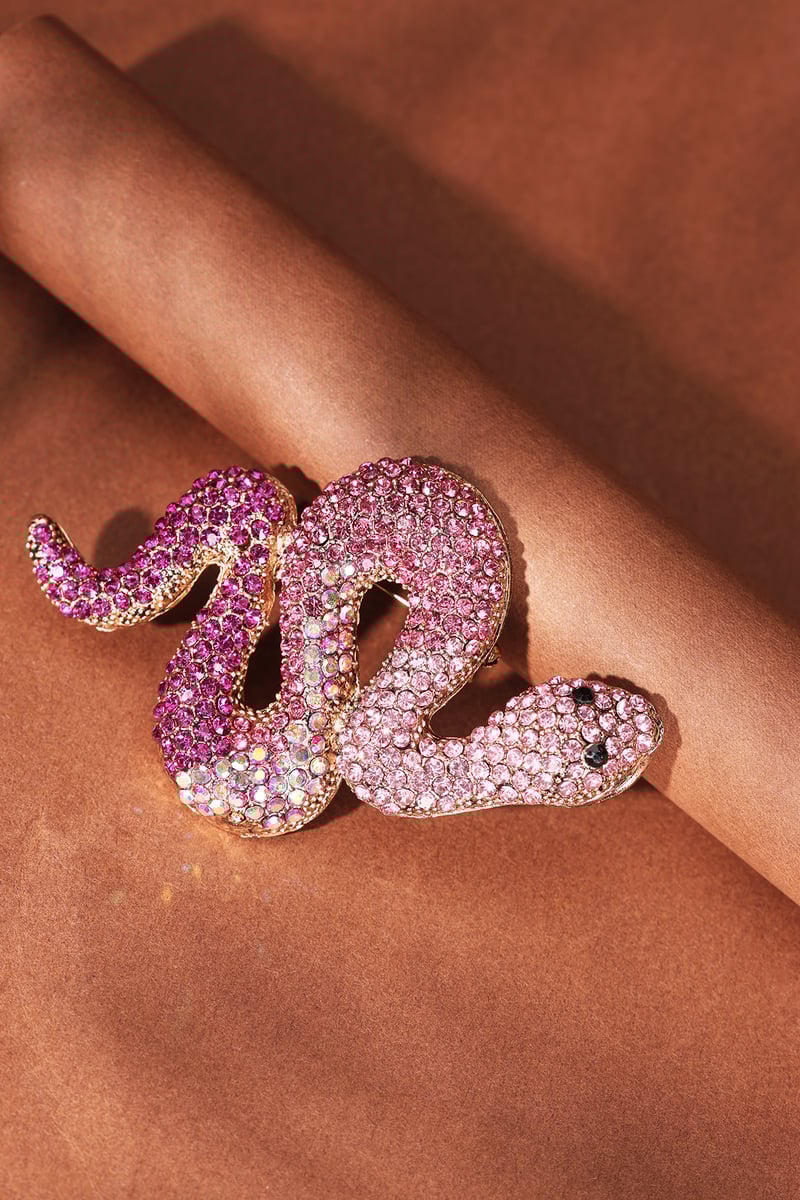 Snake Brooch - Pink & Purple