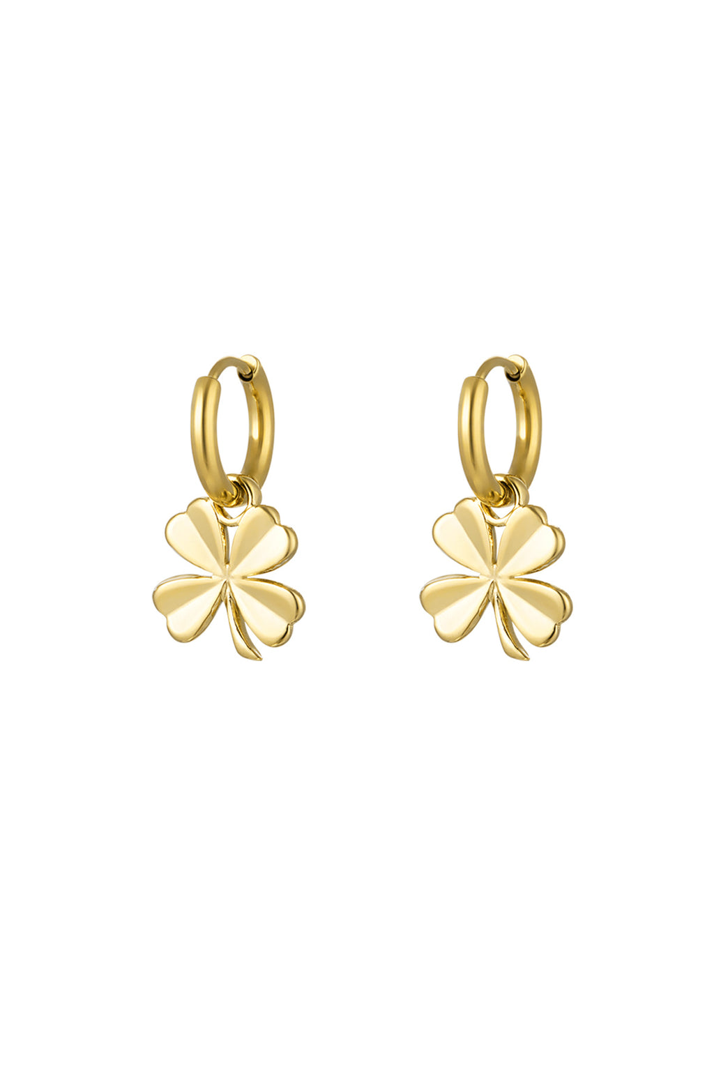 Earrings basic four-leaf clover - Gold Color Stainless Steel