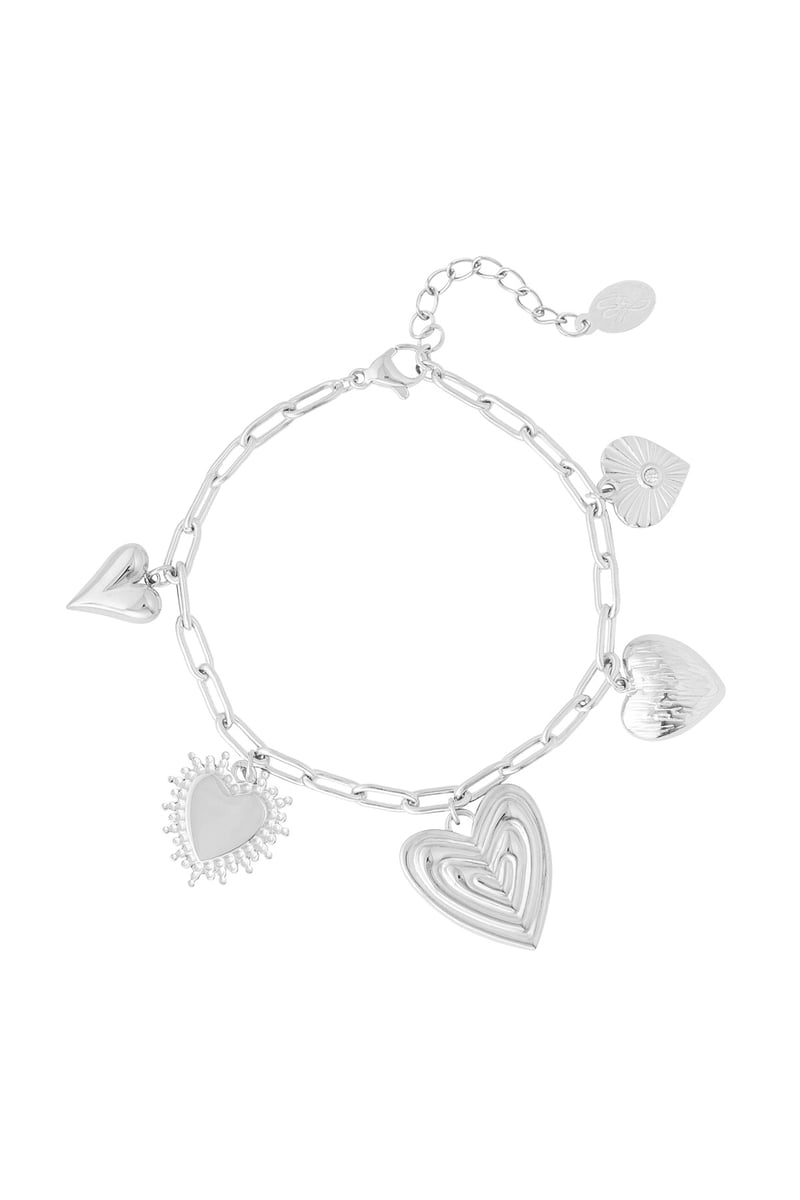 Charm bracelet flower love - Silver Color color
