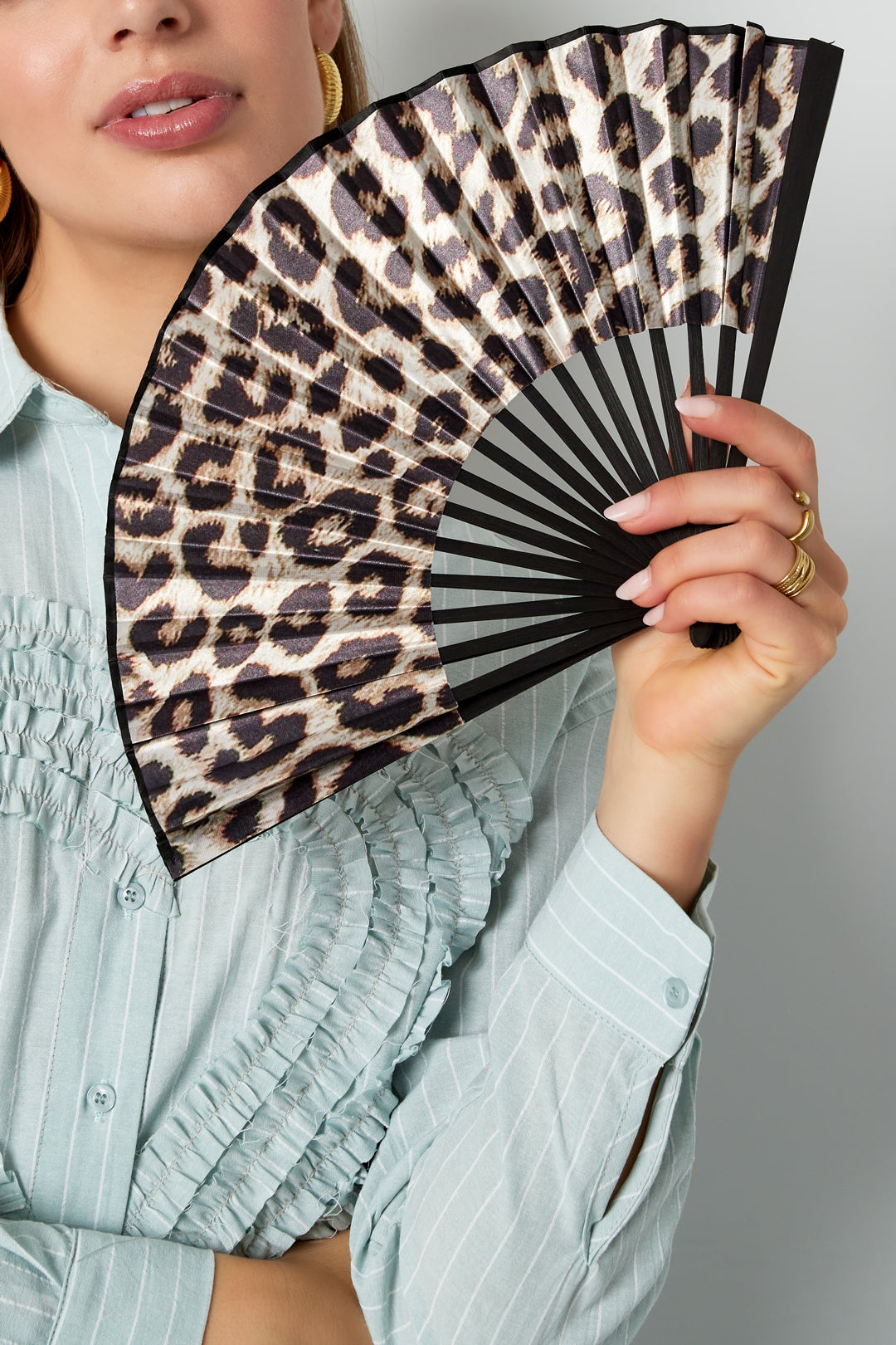 Leopard Print Folding Fan
