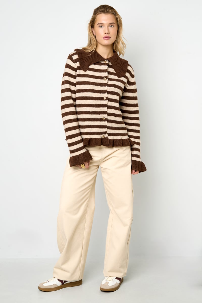 Polyester fiber (polyester) Knit cardigan Stripes Casual Fall/Winter  Clothes