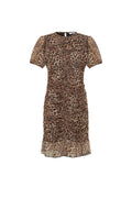 Woven Polyester Mini Dress Elegant Leopard Print Ruffle Edge
