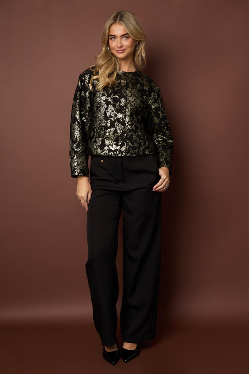 Jacquard Balloon Sleeve Jacket