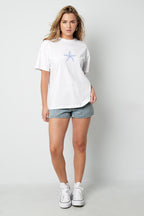 Cotton Women's T-shirt Casual Embroidered Starfish