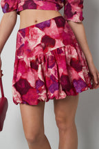 Viscose Women's Mini Skirt Ruffled Design Fuchsia