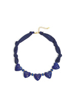 Fabric necklace with heart beads