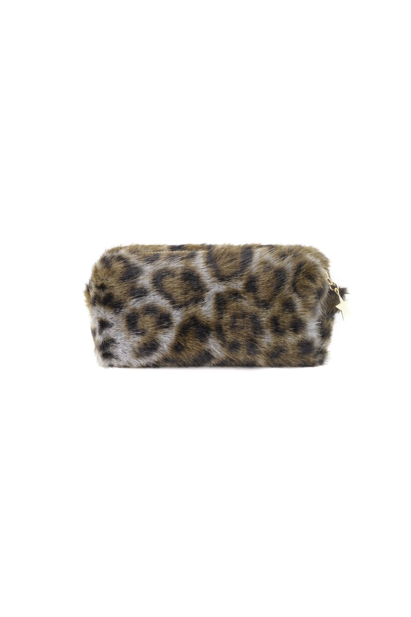 Leopard print makeup bag