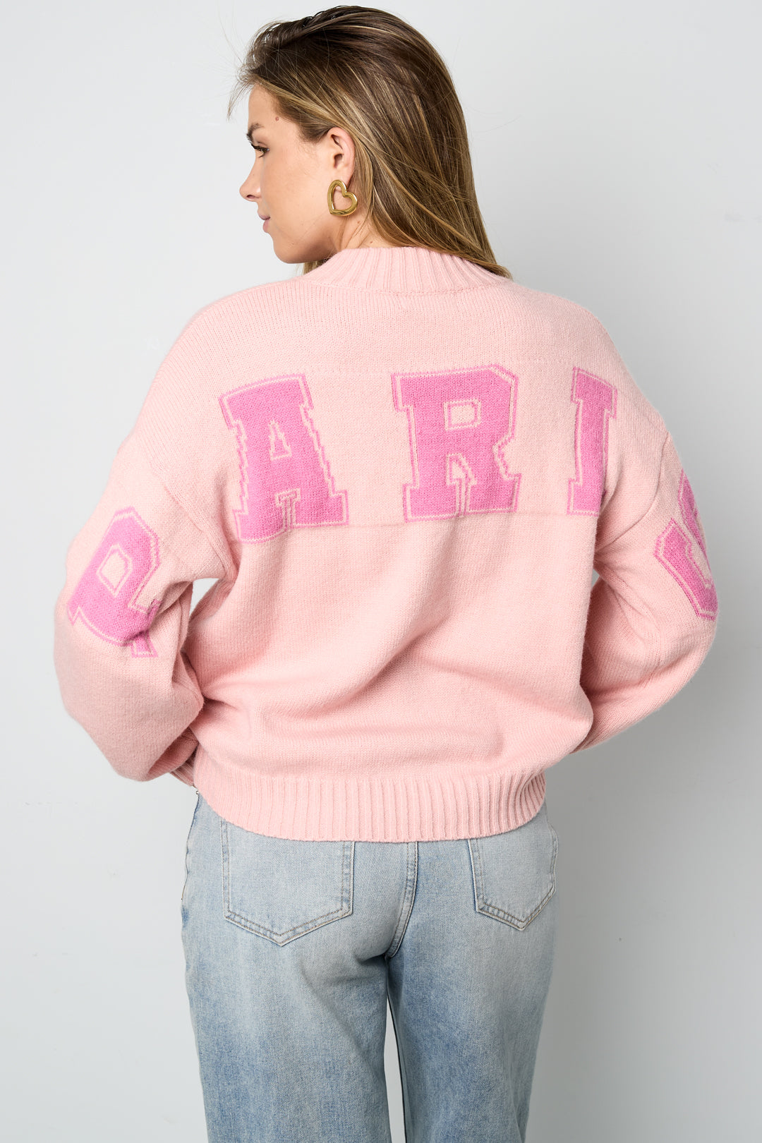 Knitted Polyester Fiber Women's Knit Sweater Casual Letters