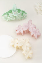 hair clip with large flowers - cotton candy pink