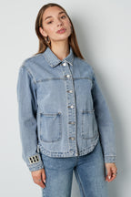 Denim Women's Jacket Classic Fit with Brand Logo Patch