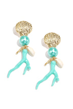 Earrings with coral and sea pendants