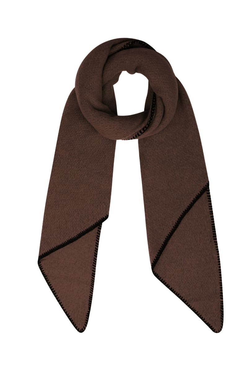 Single-colored winter scarf with black stitching
