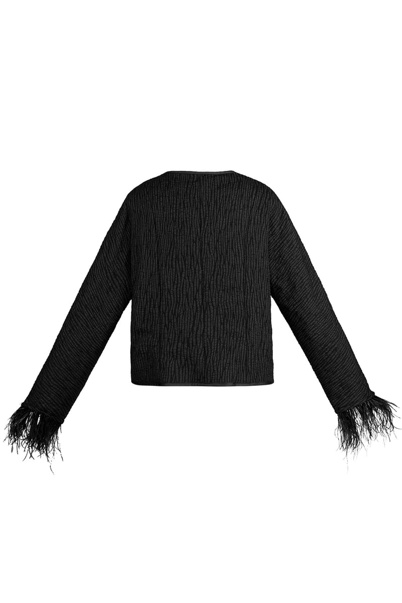 Feather jacket black panther print