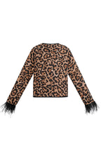 Feather jacket with leopard print - multi 