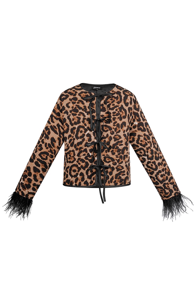 Feather jacket with leopard print - multi 
