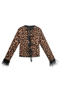 Feather jacket with leopard print - multi 