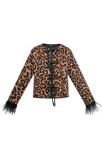 Feather jacket with leopard print - multi 