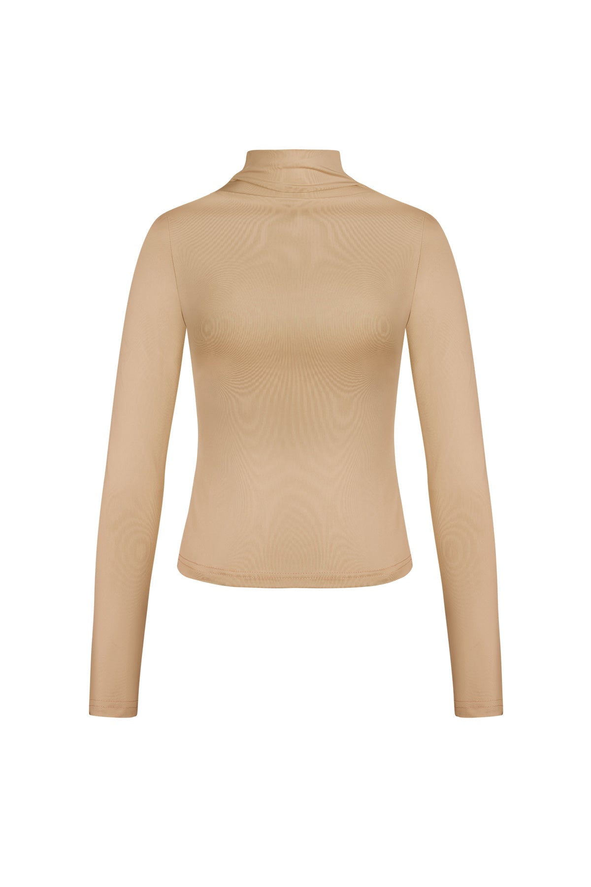 Polyester Women's Long Sleeve Top Ribbed Turtleneck