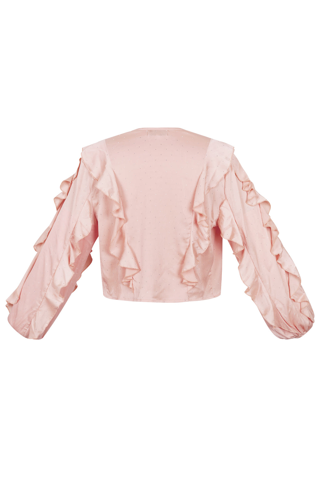 Polyester Women's Long Sleeve Top Ruffled Front Tie