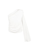 Polyester Women's One Shoulder Long Sleeve Top Asymmetric Design