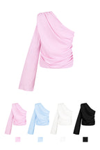 Polyester Women's One Shoulder Long Sleeve Top Asymmetric Design