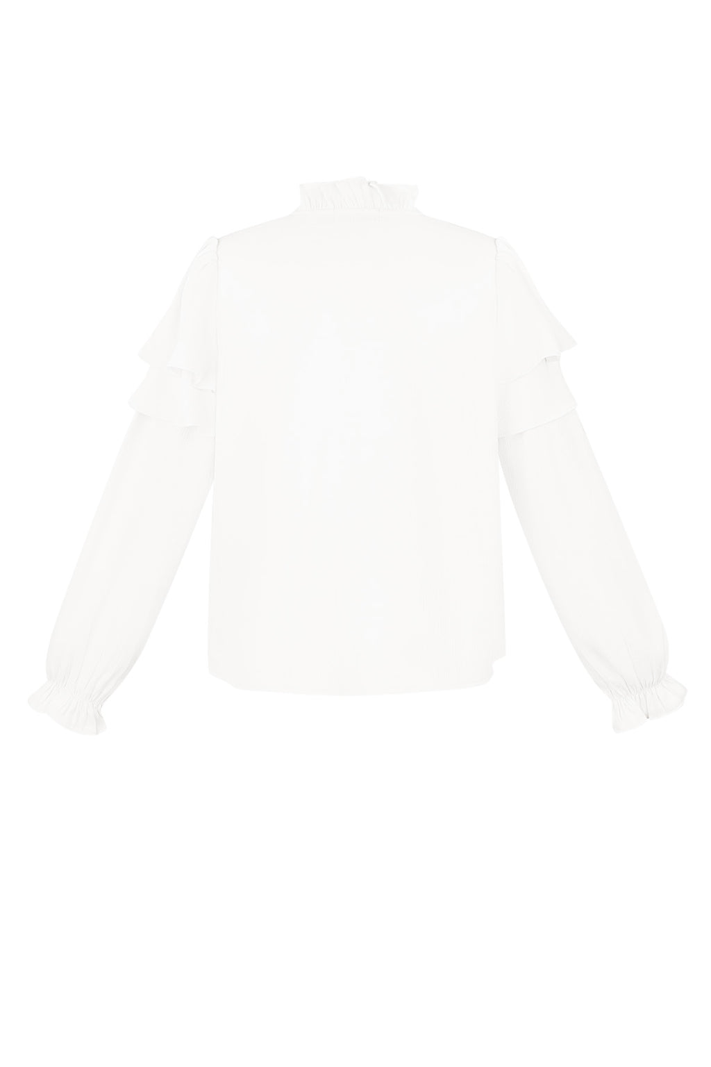 Polyester Women's Long Sleeve Top Ruffled V-Neck