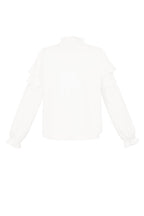 Polyester Women's Long Sleeve Top Ruffled V-Neck