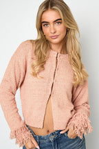 Cardigan with fringe sleeves