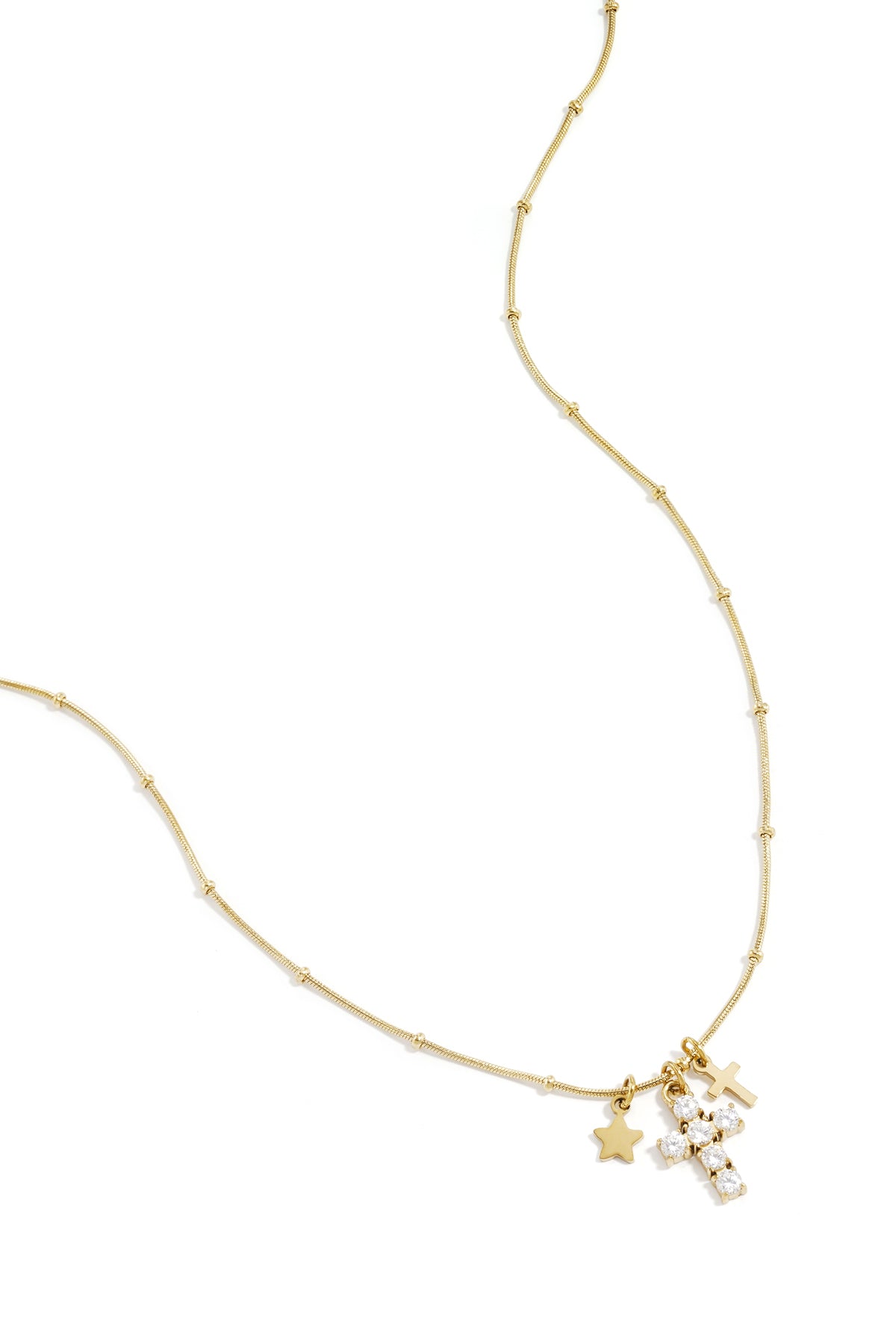 Necklace with cross and star charms