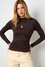 Nylon Long sleeve tops Solid color Basic All Fit  Clothes