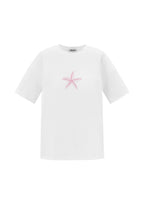 Cotton Women's T-shirt Casual Embroidered Starfish