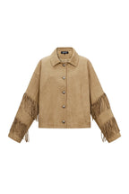 Suede-look jacket with fringes
