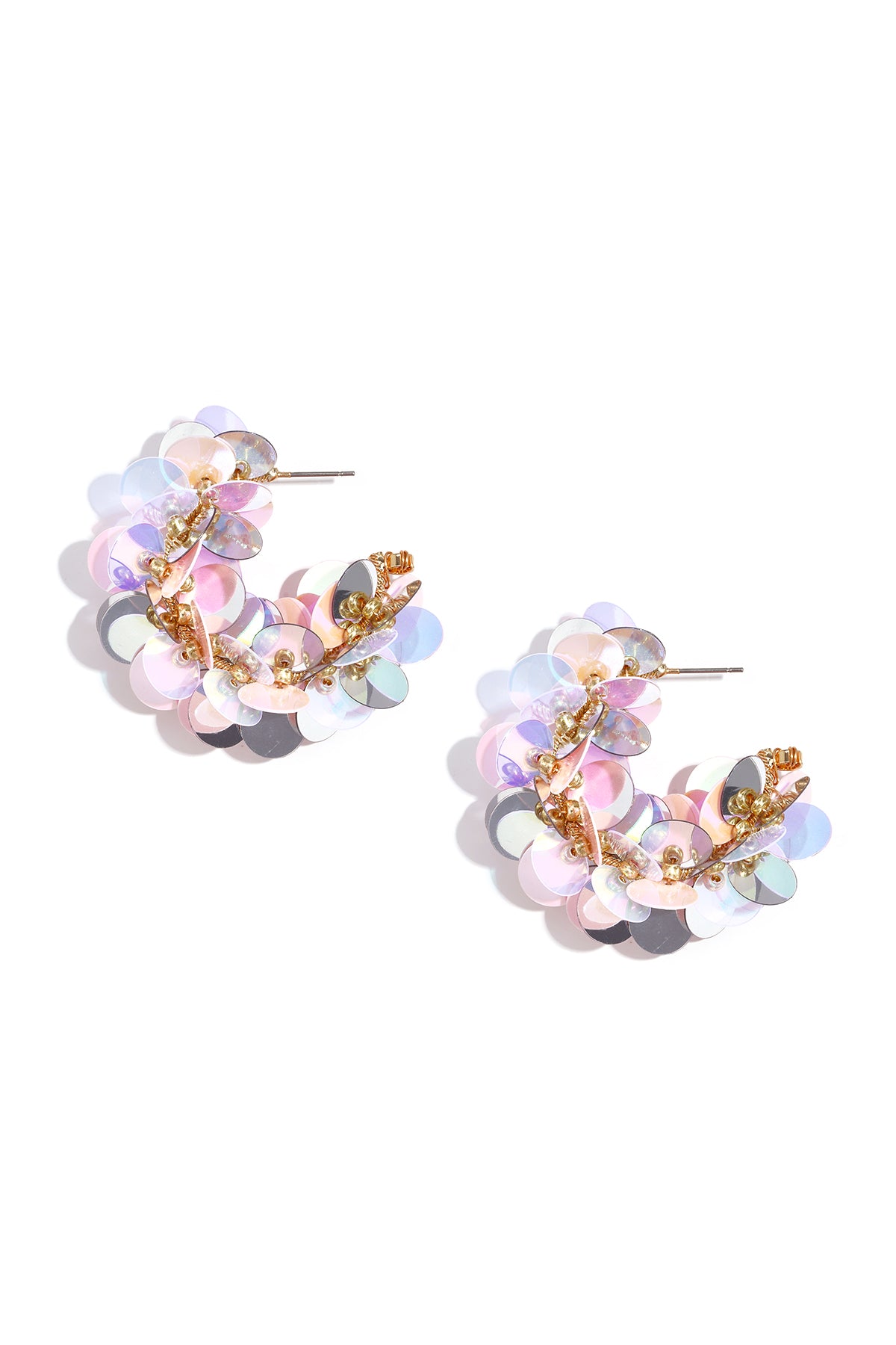 Hoop earrings made of sequins and beads